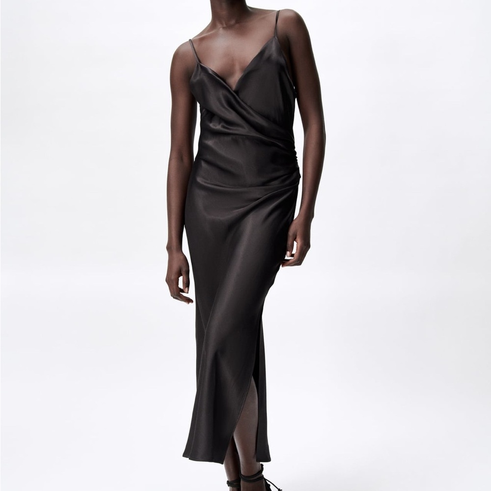 ZARA Draped Lingerie-Style Dress